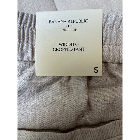 Banana Republic Factory Linen Blend Wide Leg Cropped Pull On Pants in Flax S - Picture 8 of 9